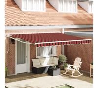 Retractable Awning with LED Strip Lights Fabric and Steel Garden Shade vidaXL