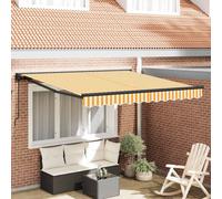Retractable Awning 3x2.5m Orange White Fabric Manual UV Water-Resistant 300x250