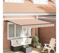 Retractable Awning Orange/Grey 300x250cm Polyester Steel Manual Patio Sun Shade