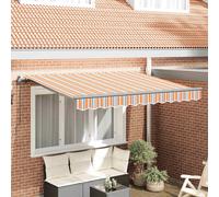 Retractable Awning Blue Orange 350 x 200 cm Polyester Aluminium Anthracite Wall