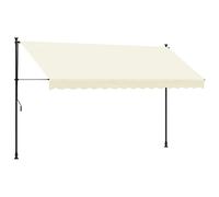 vidaXL Retractable Awning Privacy Screen Cream 350x150 cm Fabric and Steel