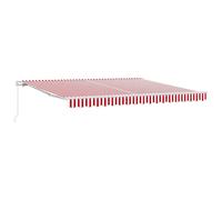 vidaXL Retractable Awning Red and white 400 x 300 cm Polyester, Garden and Terra
