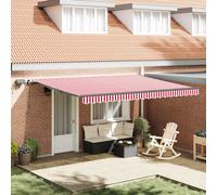 vidaXL Retractable Awning Red and White 450 x 300 cm