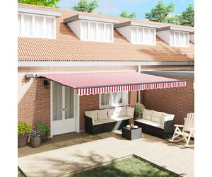 vidaXL Retractable Awning Red and White 500 x 300 cm