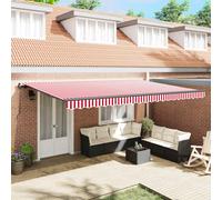 vidaXL Retractable Awning Red and White 500 x 350 cm