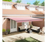 vidaXL Retractable Awning Red and White 500 x 350 cm