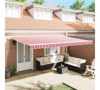 vidaXL Retractable Awning Red and White 500 x 350 cm