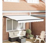 Retractable Awning White 350x250 cm Fabric Manual Wall-Mount Outdoor Easy-Crank