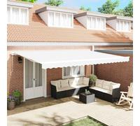 vidaXL Retractable Awning White 500 x 300 cm Fabric. Metal