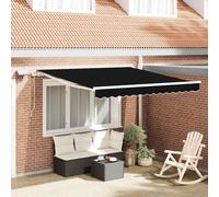 Retractable Awning with LED Strip Lights Fabric and Steel Garden Shade vidaXL