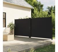 Retractable Side Awning Black 180x1200cm 100% Polyester PU Coated Privacy Screen