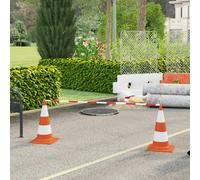vidaXL - 10x Retractable Traffic Cone Bars with Extendable Length 116-197 cm - ABS White and Red with Reflective Stripes