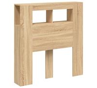 vidaXL RGB LED Headboard - Modern Design Bed Header in Sonoma Oak Finish - Made of Durable Engineered Wood - Ideal for Reading or Watching TV in Bed