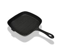 vidaXL Ribbed Cast Iron Grill Pan, Non-Stick 24x23 cm Cooking Surface, Suitable for All Type of Hobs & BBQ, Black, Easy Maintenance, Durable, Compact