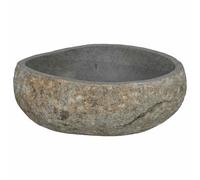 vidaXL Riverstone Basin Light Grey 45 x 35 x 15 cm River Stone, Stylish Bathroom Fixture, Oval Riverstone Washbasin, Polished Light Grey Sink, Durable Indoor Stone Vanity Basin