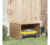 vidaXL Robot Mower Garage Beige 33.9x35.4x20.5/22.4 Poly Rattan