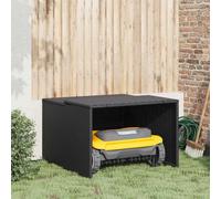 vidaXL Robot Mower Garage Lawnmower Garage Mower Carport Black Poly Rattan