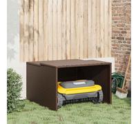 vidaXL Robot Mower Garage Lawnmower Garage Mower Carport Brown Poly Rattan