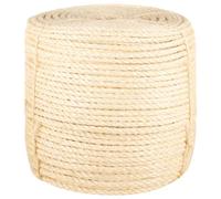 'vidaXL Robust 100% Natural Sisal Rope, 8mm Diameter, Multipurpose Use for DIY Crafts, Cat Scratching Posts, Gardening, Landscaping, Shipping - 25m Length