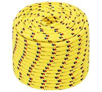 vidaXL Boat Rope Anchor Line Braided Cord UV Resistant Ship Marine Yacht Coil Rope Abrasion Resistant Yellow 14 mm 100 m Polypropylene