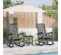 vidaXL Rocking Chair 3 pcs Light Grey Polyethylene