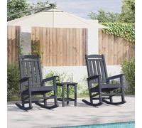 vidaXL Rocking Chair 3 pcs Navy Polyethylene