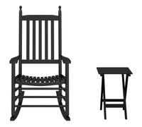 vidaXL Rocking Chair with Foldable Table Garden Chair Black Solid Wood Poplar