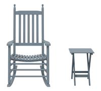 vidaXL Rocking Chair with Foldable Table Garden Chair Grey Solid Wood Poplar