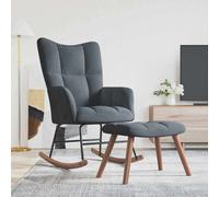 vidaXL Rocking Chair with Footstool 2 pcs Dark Grey Velvet