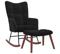 vidaXL Rocking Chair with Footstool Black Velvet, Living Room Rocking Chair, Modern Ergonomic Design, Plush Comfort Armchair, Sleek Indoor Furniture, Relaxation Seat