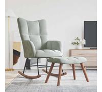vidaXL Rocking Chair with Footstool Light Grey 78 x 61 x 98 cm Velvet