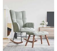 vidaXL Rocking Chair with Footstool Light Grey 78 x 61 x 98 cm Velvet