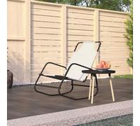 vidaXL Rocking Sun Lounger Cream Steel and Textilene UK HOT