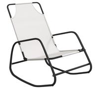 vidaXL Rocking Sun Lounger in Cream - Breathable Textilene Surface and Rust-Resistant Steel Frame, Comfortable Outdoor Relaxation