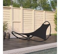 vidaXL Rocking Sun Lounger with Wheels Steel & Textilene Fabric Black UK NEW