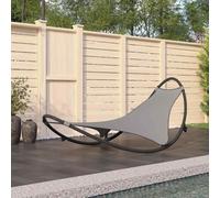 vidaXL Rocking Sun Lounger with Wheels Steel & Textilene Fabric Grey NEW