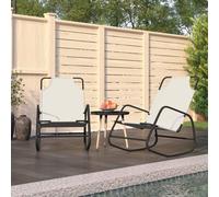 vidaXL Rocking Sun Loungers 2 pcs Cream Steel and Textilene UK HOT