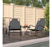 vidaXL Rocking Sun Loungers 2 pcs Grey Steel and Textilene UK HOT