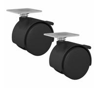 vidaXL Roll 2 pieces, black, 39.5 x 39.5 x 37.8 mm, robust swivel castors, versatile outdoor wheels, shock absorbing accessories for moving devices, easy manoeuvring