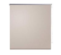 vidaXL Roller Blind Blackout Beige - Thermal Efficient 140 x 175 cm Blinds with Silver Reflective Coating, Easy Installation Accessories Included
