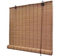 vidaXL Roller Blind Blackout Window Shade for Bedroom Door Water Resistant Shower Curtain Bathroom Room Divider Bamboo 100x220 cm Brown