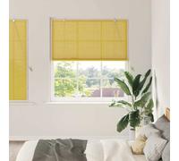 vidaXL Roller Blind with Curtains Manual Yellow 140 x 160 cm Bamboo