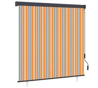 vidaXL Roller Blind Yellow and Blue 180 x 250 cm Fabric and Aluminum, Modern Rectangular Outdoor Roller Blind, Patio Shade, Garden, Balcony Cover, Sun Blocking, Heat