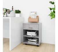 vidaXL Rolling Cabinet Concrete Grey Chipboard Home Drawer Rolling Cabinet