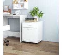 vidaXL Rolling Cabinet High Gloss White Chipboard Home Drawer Rolling Cabinet