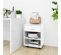 vidaXL Rolling Cabinet High Gloss White 46x36x59 cm Engineered Wood