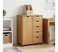 vidaXL Rolling Cabinet Honey Brown 63.5 x 39 x 79 cm Solid Pine Wood