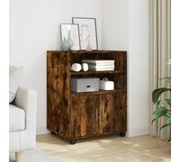 vidaXL Rolling Cabinet Smoked Oak 60x48x81 cm Engineered Wood