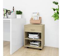 vidaXL Rolling Cabinet Sonoma Oak Chipboard Home Drawer Rolling Office Cabinet
