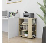 Vidaxl Rolling Cabinet Sonoma Oak 60X35X75 Cm Engineered Wood, Brown